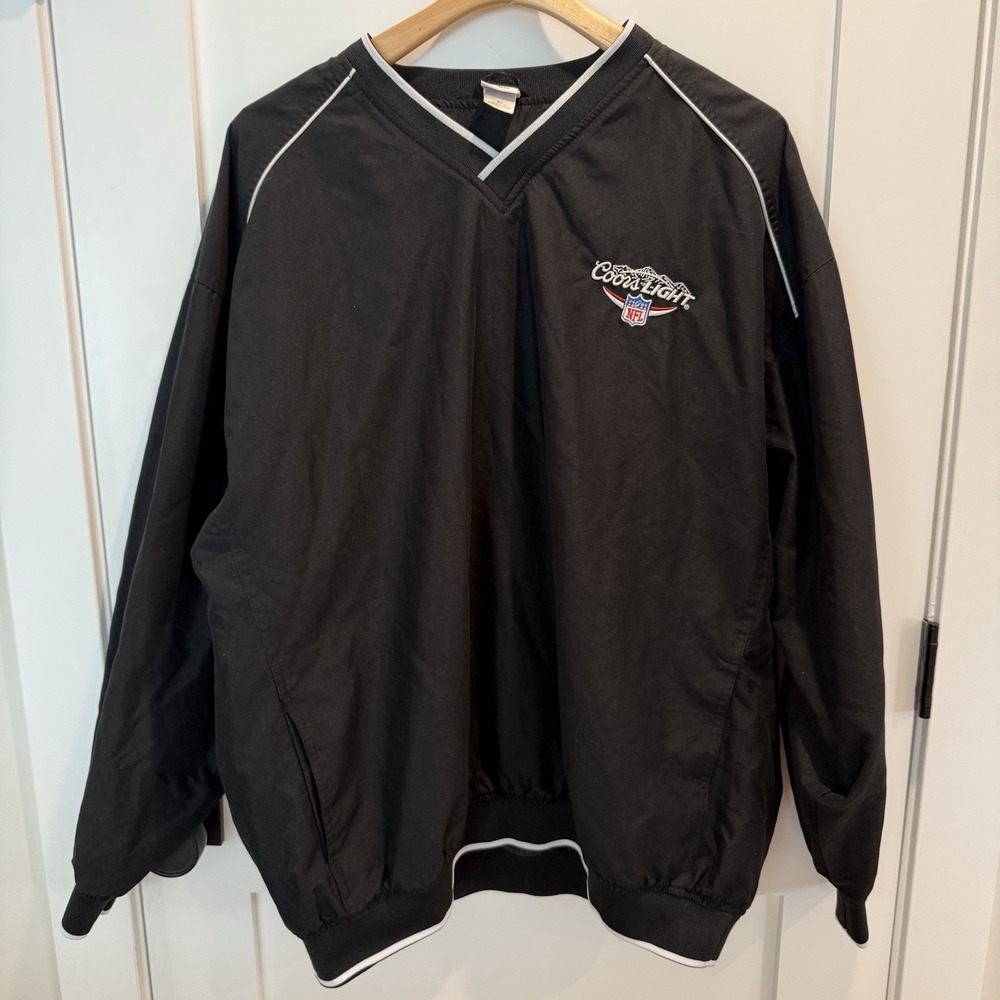 Vtg Badger Sport Men's XL Coors Light NFL Pullover Jacket Black